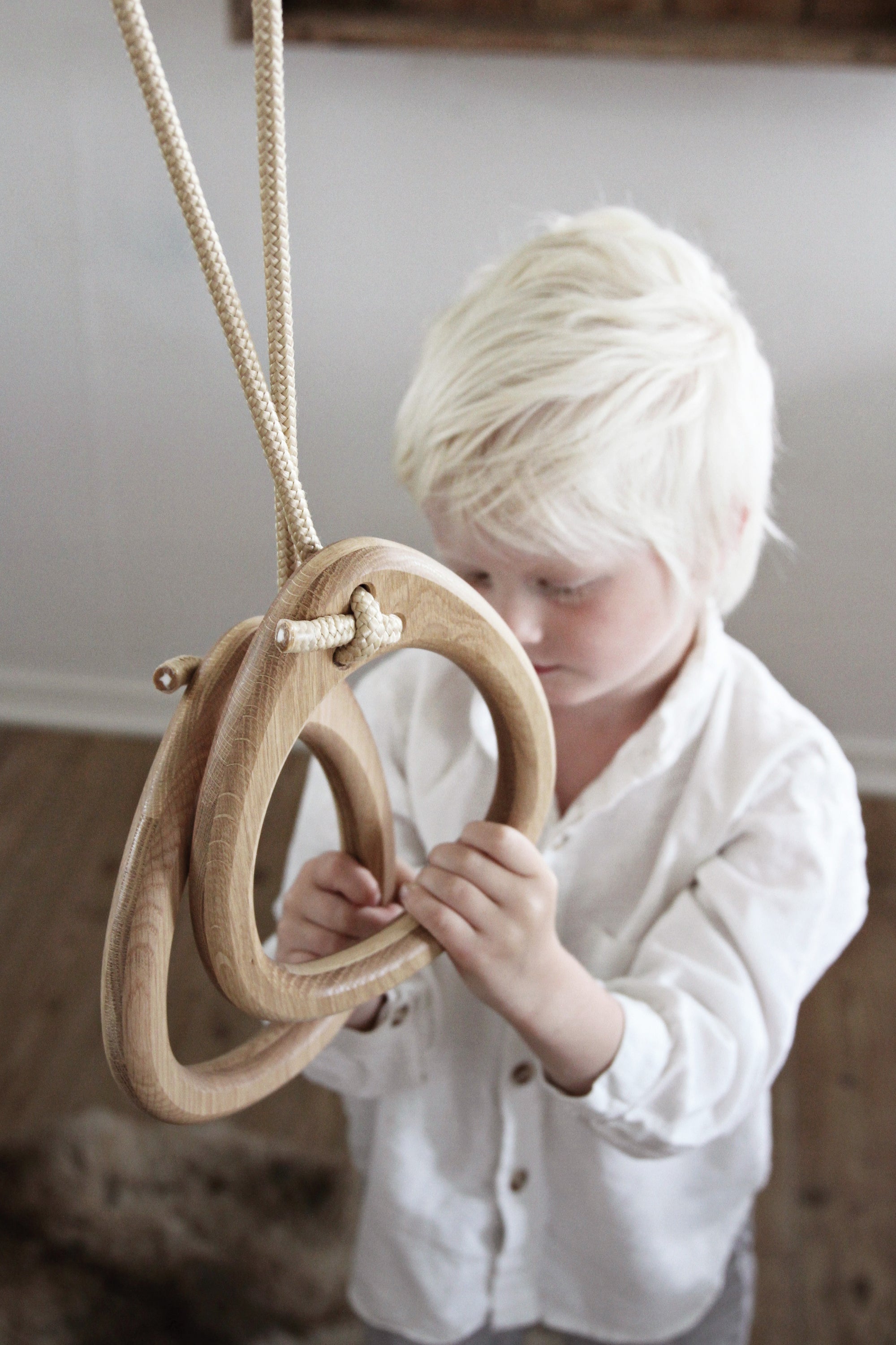 RINGS anneaux de gymnastique | chêne - corde blanche