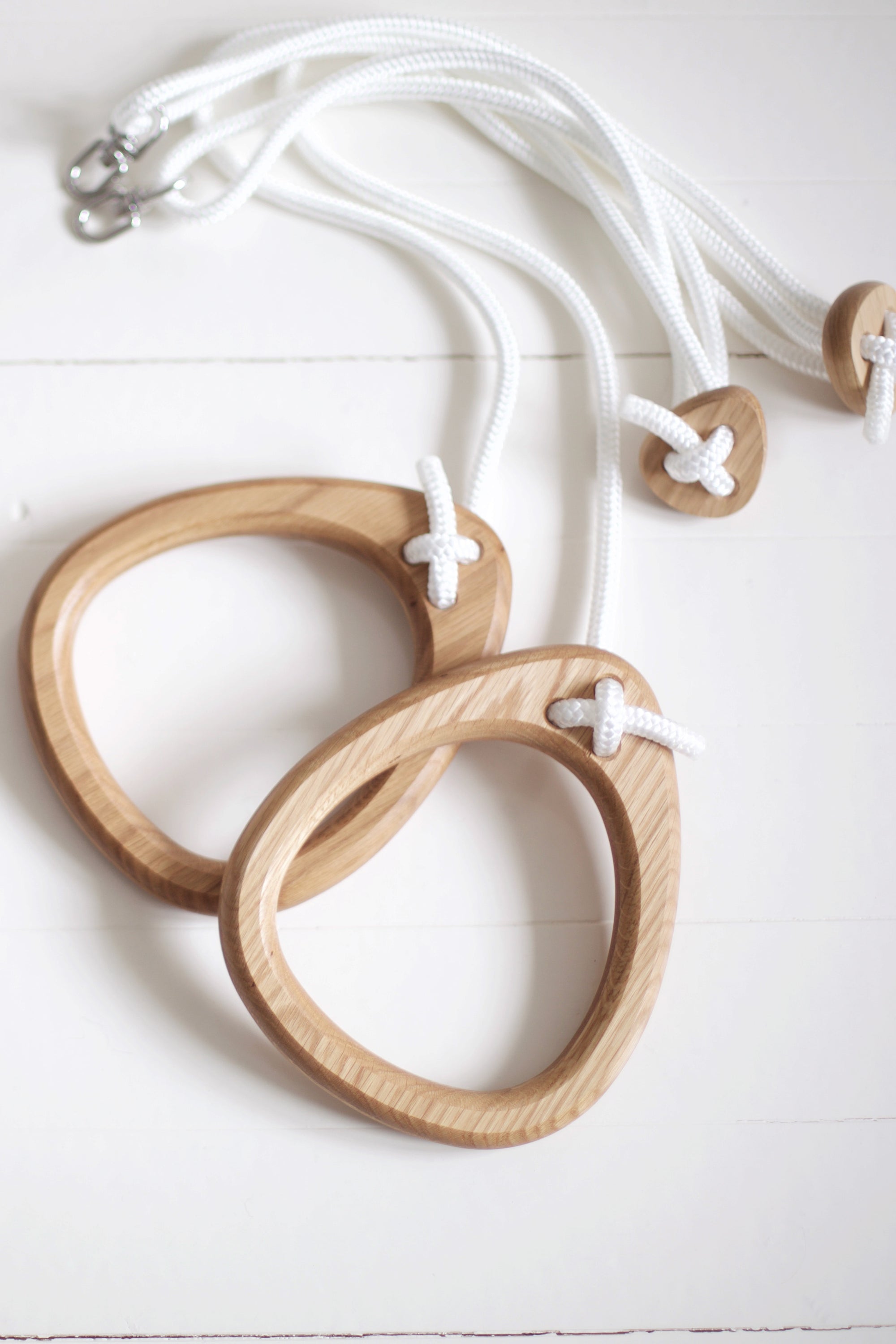 RINGS anneaux de gymnastique | chêne - corde blanche